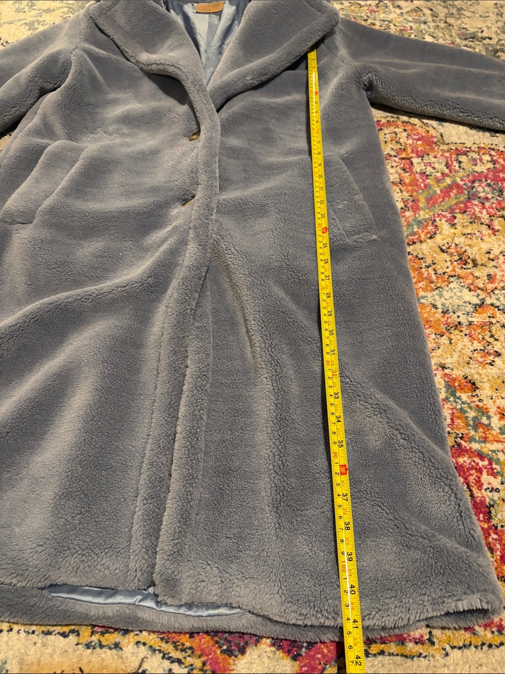 Crescent Women's Blue Teddy Coat - Picture 4 of 6